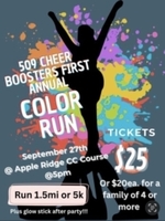 509 Cheer Boosters First Annual Color Run on RACEPLACE.com 509 Cheer Boosters First Annual Color Run - Yakima, WA - genericImage-websiteLogo-261302-1756313086.0502-0.bORZx-.jpg